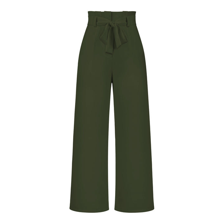 Damen Weit geschnittene Hochbundhose mit Bindegürtel Drune