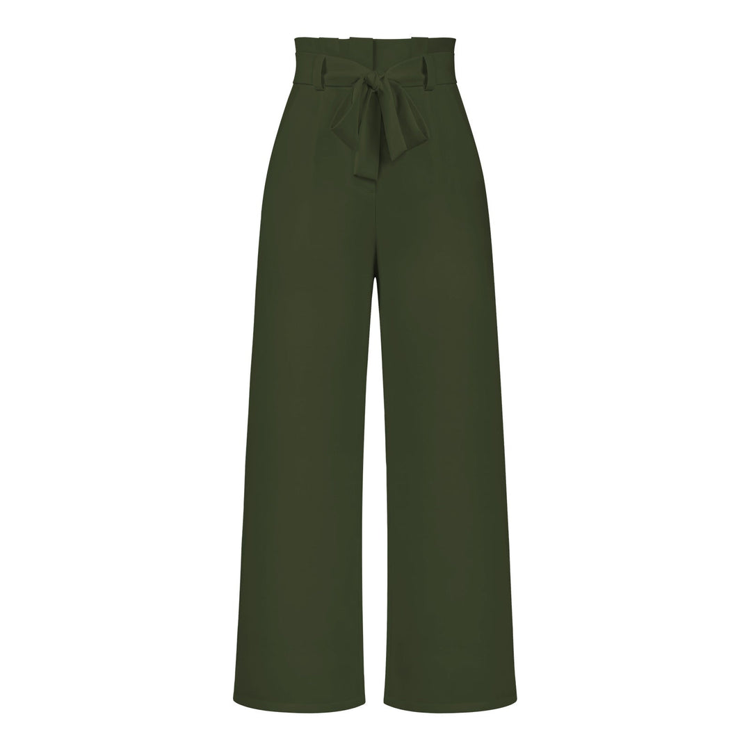 Damen Weit geschnittene Hochbundhose mit Bindegürtel Drune