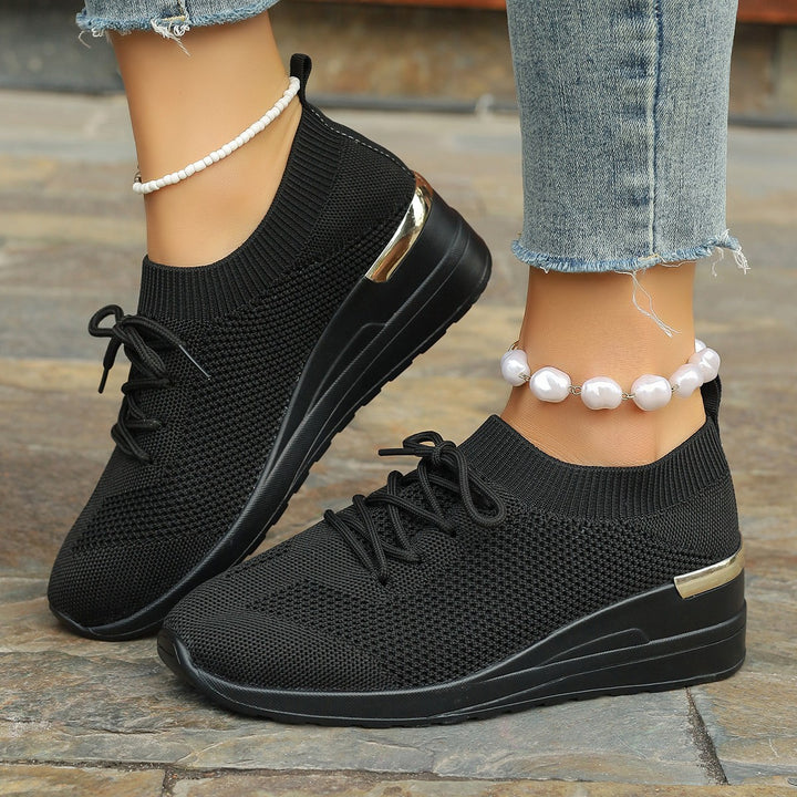 Damen bequeme Sport-Sneaker mit atmungsaktivem Obermaterial und eleganter Plateausohle Drune