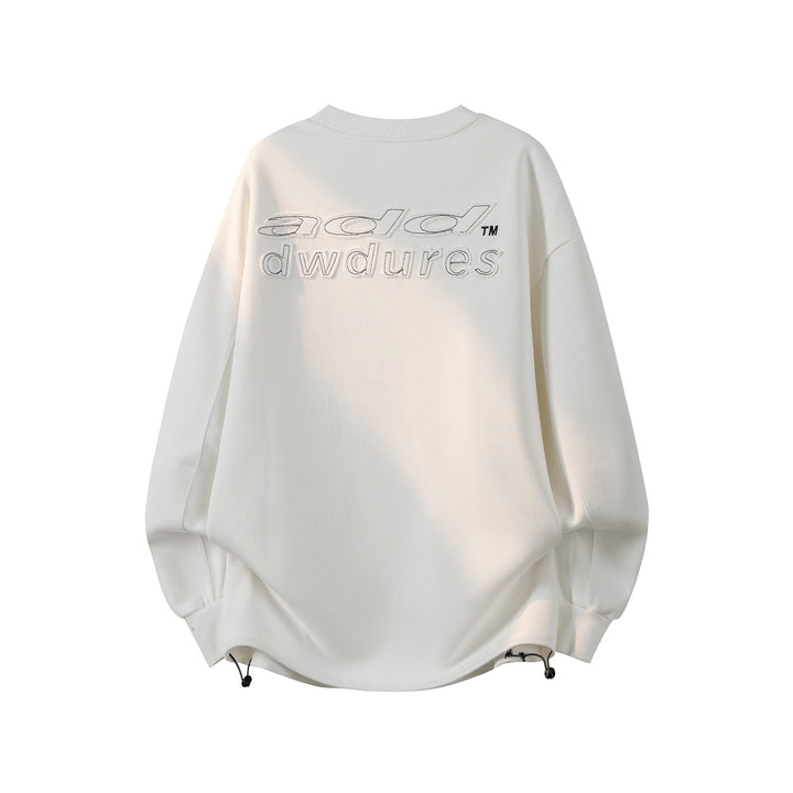 Damen Oversize-Sweatshirt mit gesticktem Schriftzug, abgerundetem Saum & überschnittener Schulter Drune