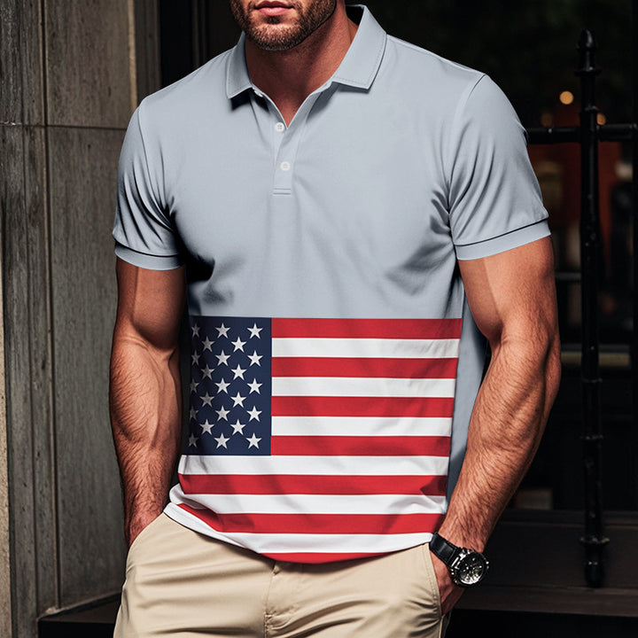 Herren Poloshirt mit Flaggenmuster Drune