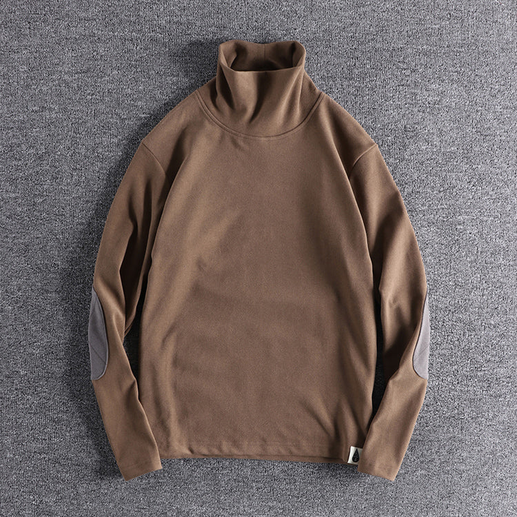 Herren Stehkragenpullover aus hochwertigem Fleece mit kontrastierenden Ellbogenpatches Drune