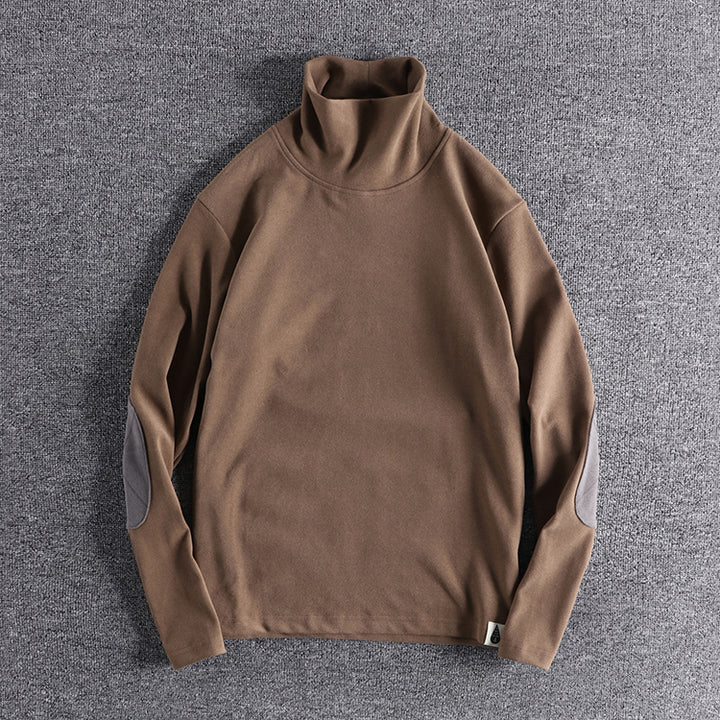 Herren Stehkragenpullover aus hochwertigem Fleece mit kontrastierenden Ellbogenpatches Drune