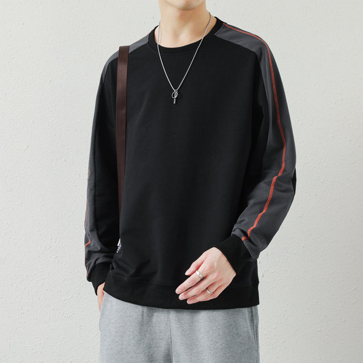 Herren Oversize-Sweatshirt mit kontrastierenden Ärmeln, Flachnaht-Details und Rippbündchen Drune