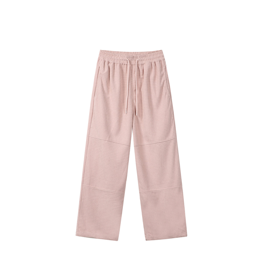 Damen Waffelstrick-Loungehose mit weitem Bein, elastischem Bund und Tunnelzug Drune