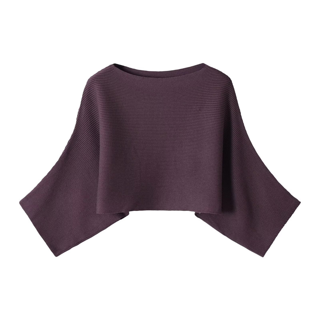 Damen Gerippter Kurz‑Poncho mit U‑Boot‑Ausschnitt und kastiger Silhouette Drune