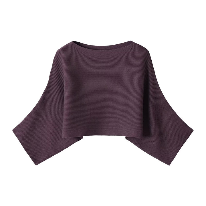 Damen Gerippter Kurz‑Poncho mit U‑Boot‑Ausschnitt und kastiger Silhouette Drune