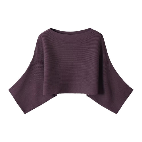Damen Gerippter Kurz‑Poncho mit U‑Boot‑Ausschnitt und kastiger Silhouette Drune
