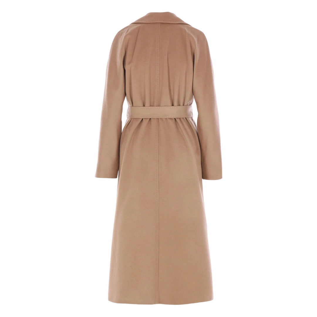 Damen Eleganter Wickelmantel aus Wollmix mit breitem Revers und Taillengürtel Drune