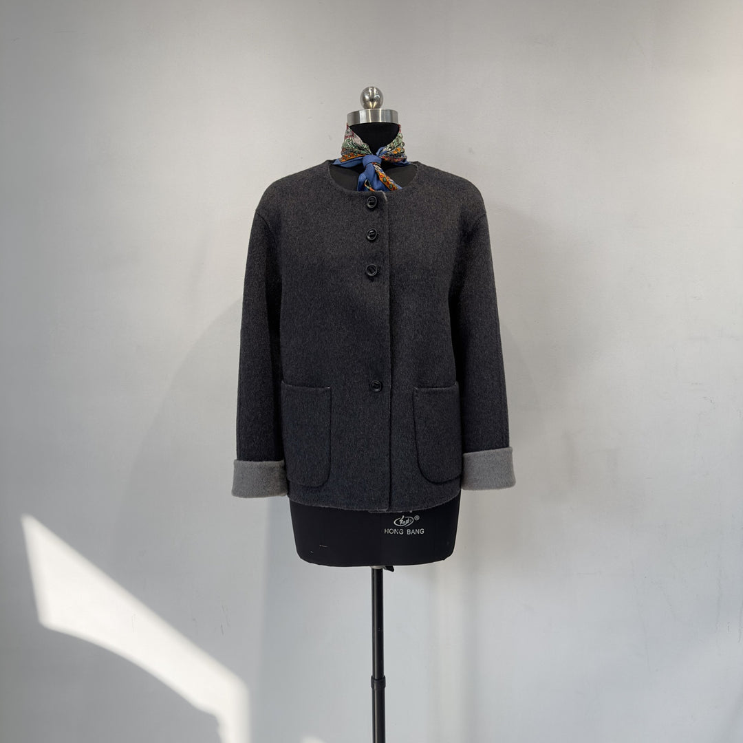 Damen Gemütliche Gestrickte Wollmischung Jacke Drune