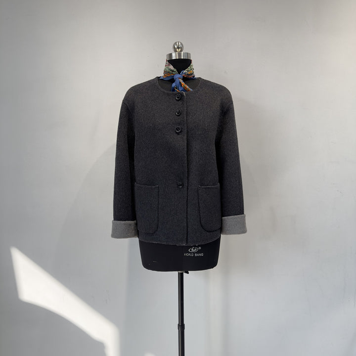 Damen Gemütliche Gestrickte Wollmischung Jacke Drune