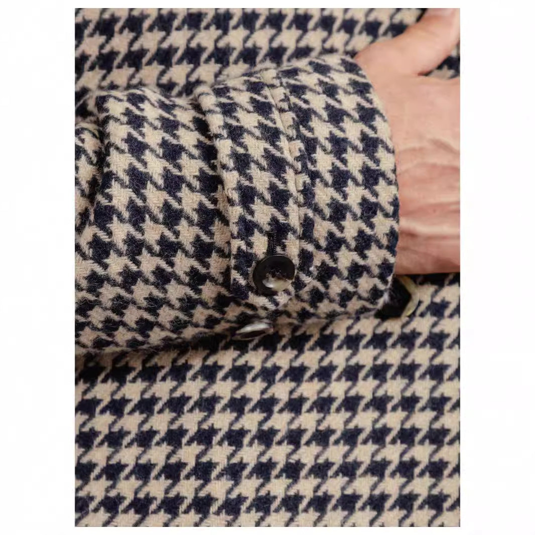 Herren eleganter Karomantel mit praktischen Taschen und modernem Schnitt Drune