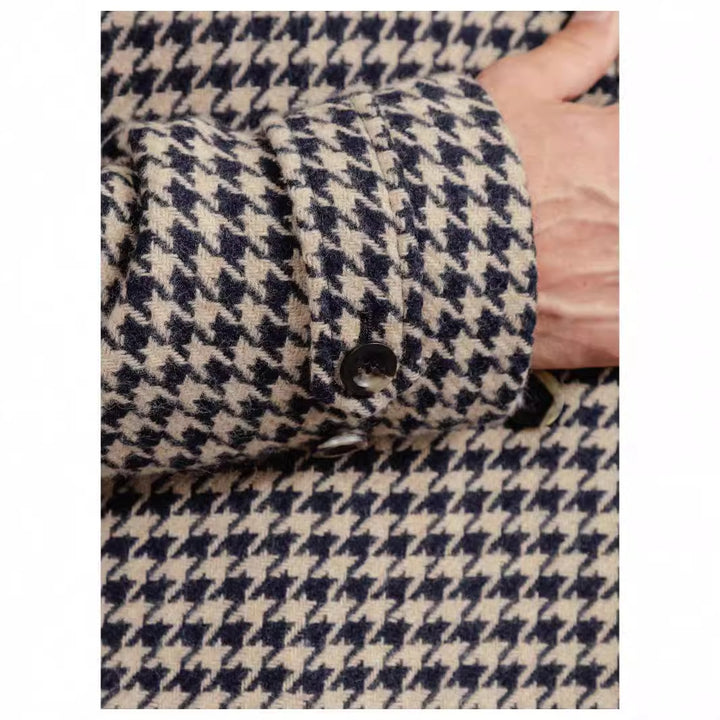 Herren eleganter Karomantel mit praktischen Taschen und modernem Schnitt Drune
