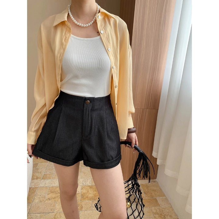 Damen lässige Shorts mit hohem Bund und praktischen Taschen Drune