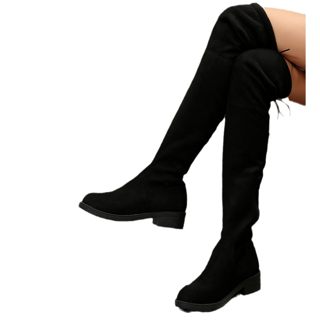 Damen Overknee-Stiefel aus weichem Wildleder mit praktischer Schnürung Drune