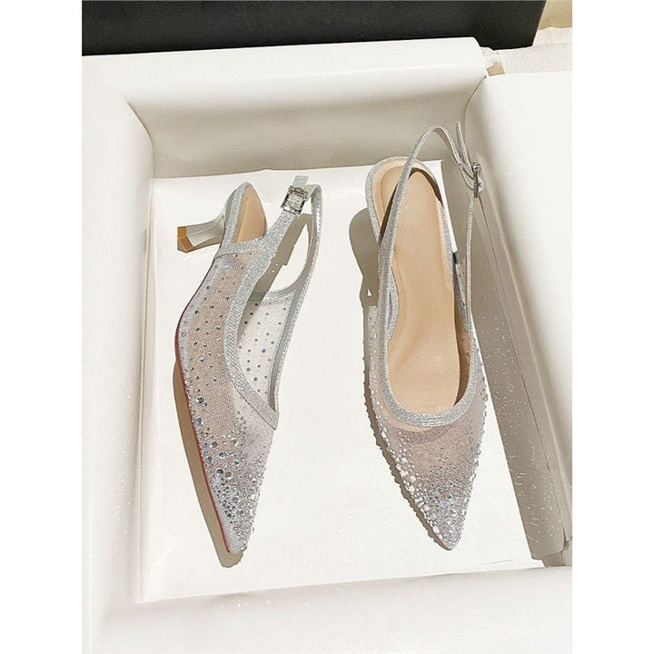 Damen elegante Slingback-Pumps mit funkelndem Netzdesign Drune