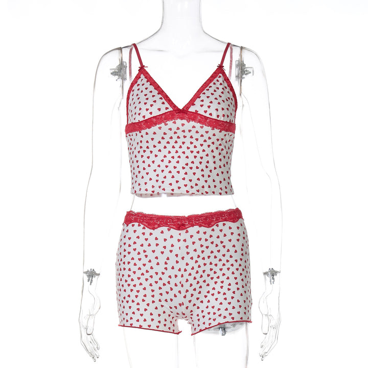 Damen Schlafanzug-Set mit zartem Herzmotiv Drune