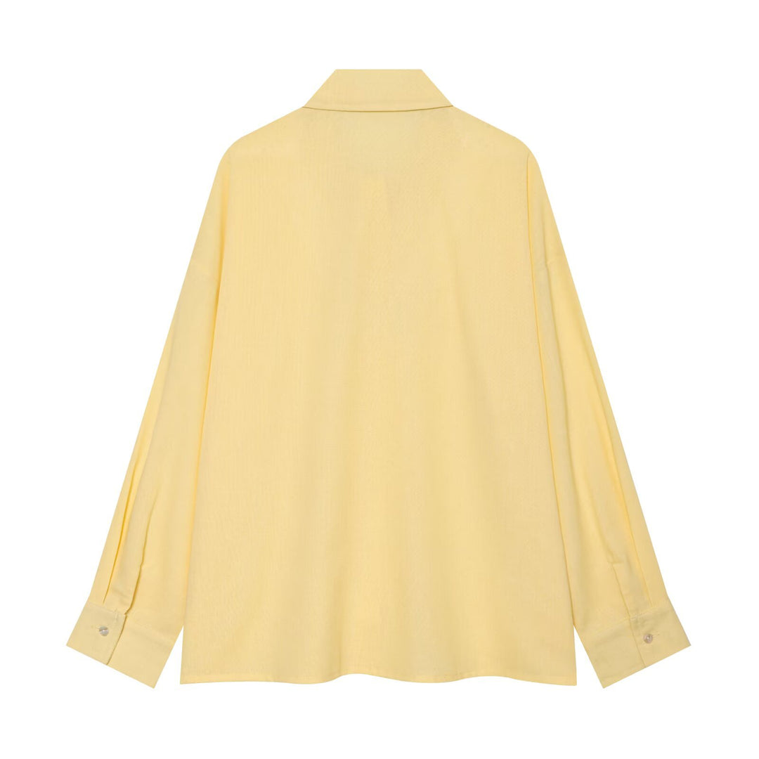 Damen Oversized Hemdbluse mit extra weitem Schnitt und spitzem Hemdkragen Drune