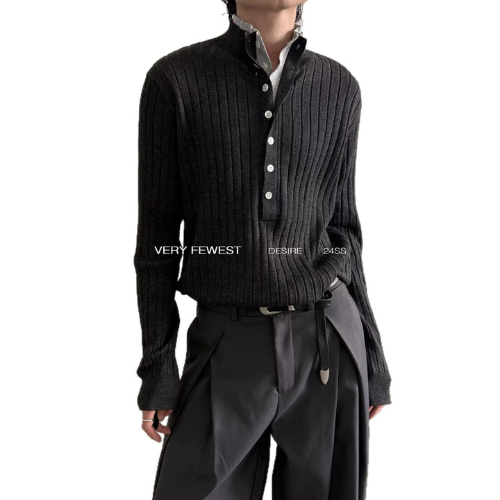 Herren Elegantes Strickoberteil mit verdeckter Knopfleiste Drune