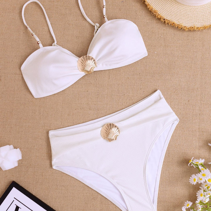 Damen Hochgeschnittener Bikini mit elegantem Muschel-Detail Drune