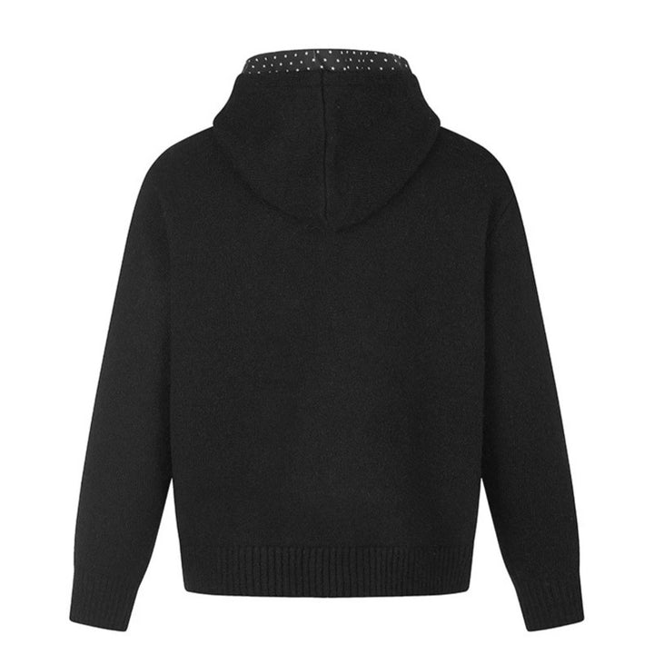 Damen Zip-Kapuzen-Strickjacke mit gepunkteter Kapuzenfütterung und Sternchen-Stickerei Drune