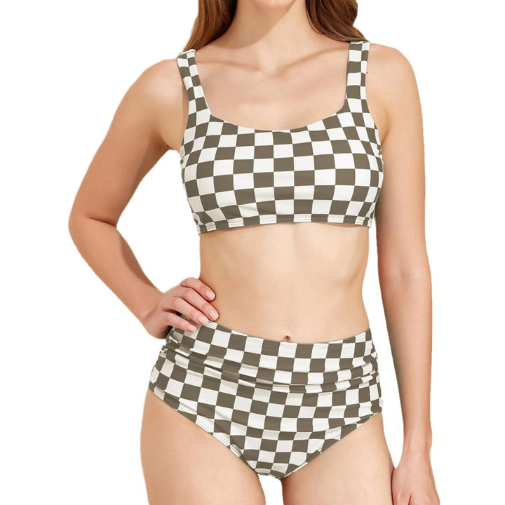 Damen Hochtailliertes Bikini-Set mit checkermuster Drune
