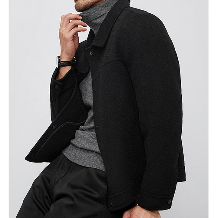 Herren Kastenförmige Wollmix-Blousonjacke mit verdeckter Druckknopfblende und Eingrifftaschen Drune