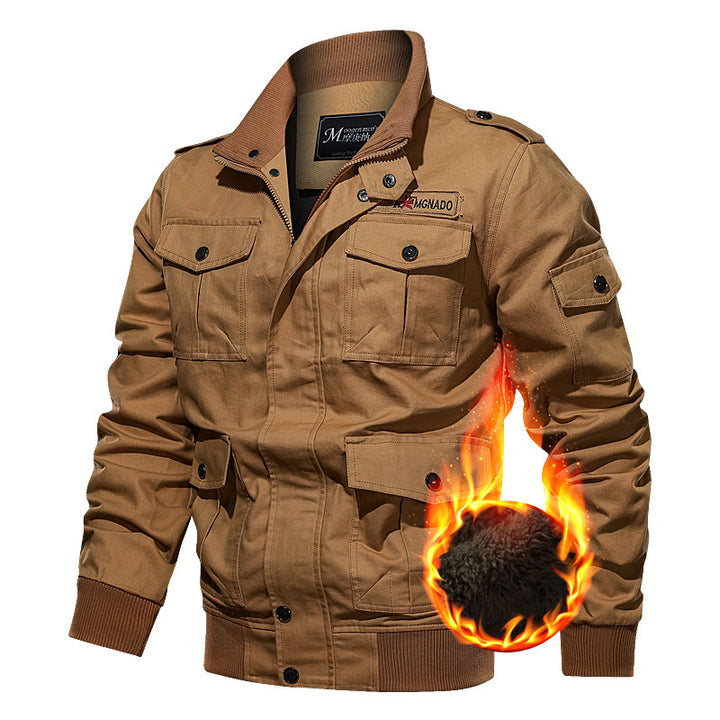 Herren Modische Utility-Jacke mit Fleece-Futter Drune