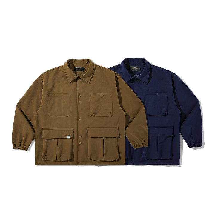 Herren Robuste Canvas-Utility-Jacke mit Druckknopffront und elastischen Bündchen Drune