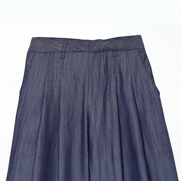 Damen Hochtaillierte weite Culotte aus leichter Denim-Qualität mit Bundfalten Drune