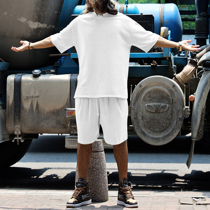 Herren lässiger Kurzarm-Jogginganzug mit elastischem Bund und atmungsaktivem Material Drune