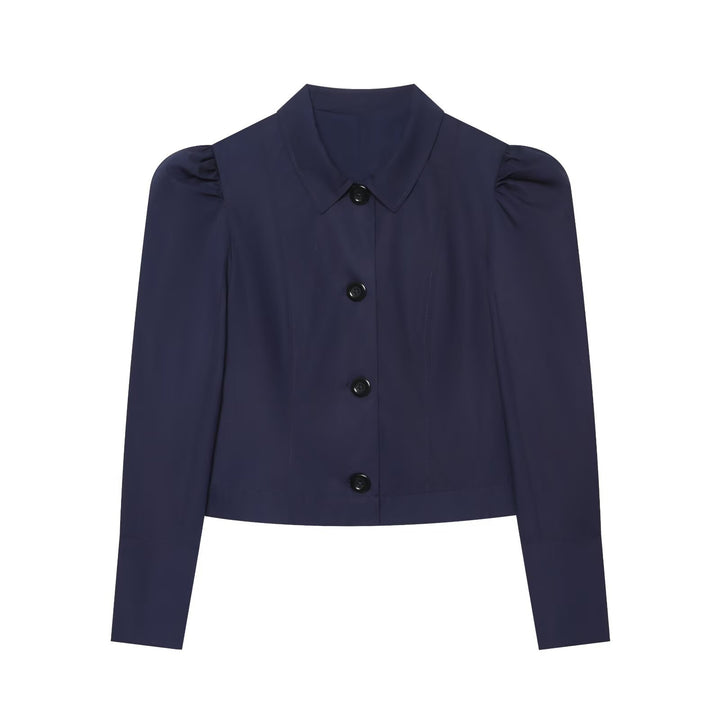 Damen Kurzblazer im Blouson‑Stil mit gerafften Schulterpartien und Knopfleiste Drune