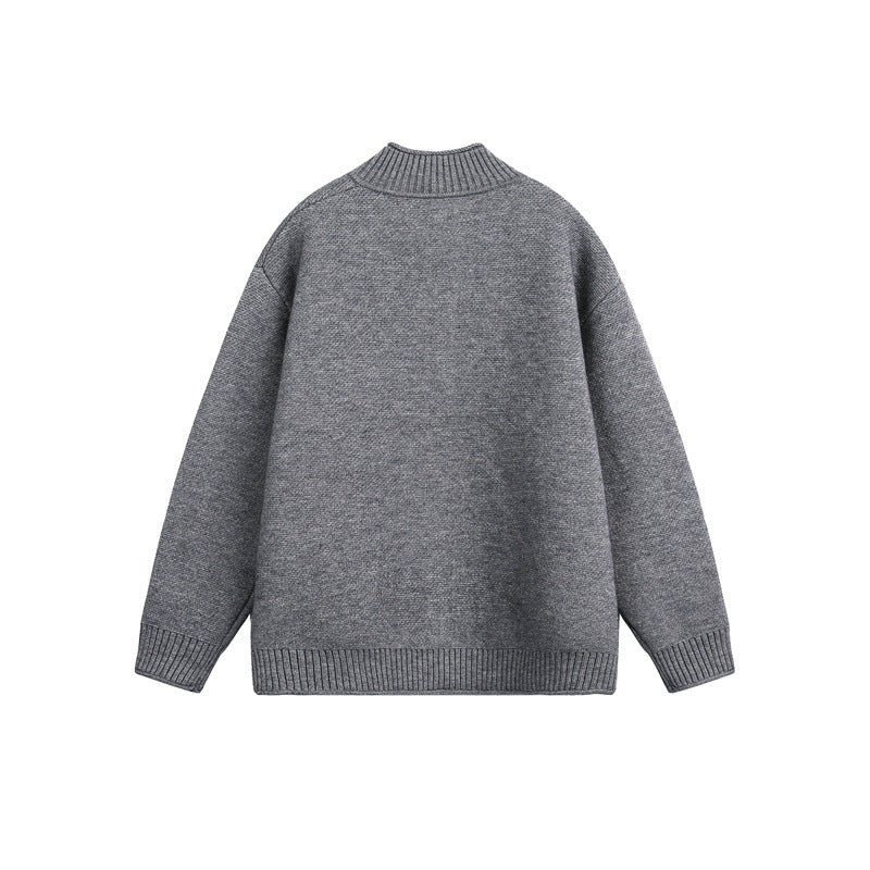 Unisex Strick-Zipjacke mit hohem Rippkragen und Oversize‑Schnitt Drune