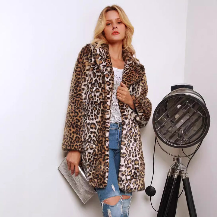 Damen Trendiger Leopardenfell-Cape Drune