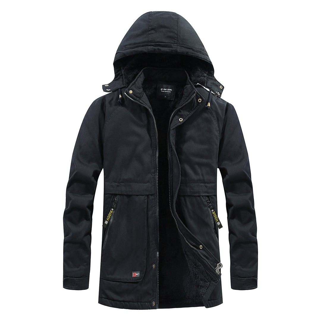 Herren Thermo‑Langparka im Fieldstil mit wärmender Plüschinnenseite und verdeckter Front Drune