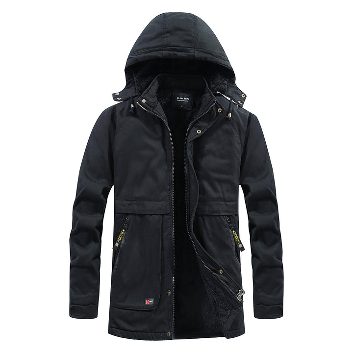 Herren Thermo‑Langparka im Fieldstil mit wärmender Plüschinnenseite und verdeckter Front Drune