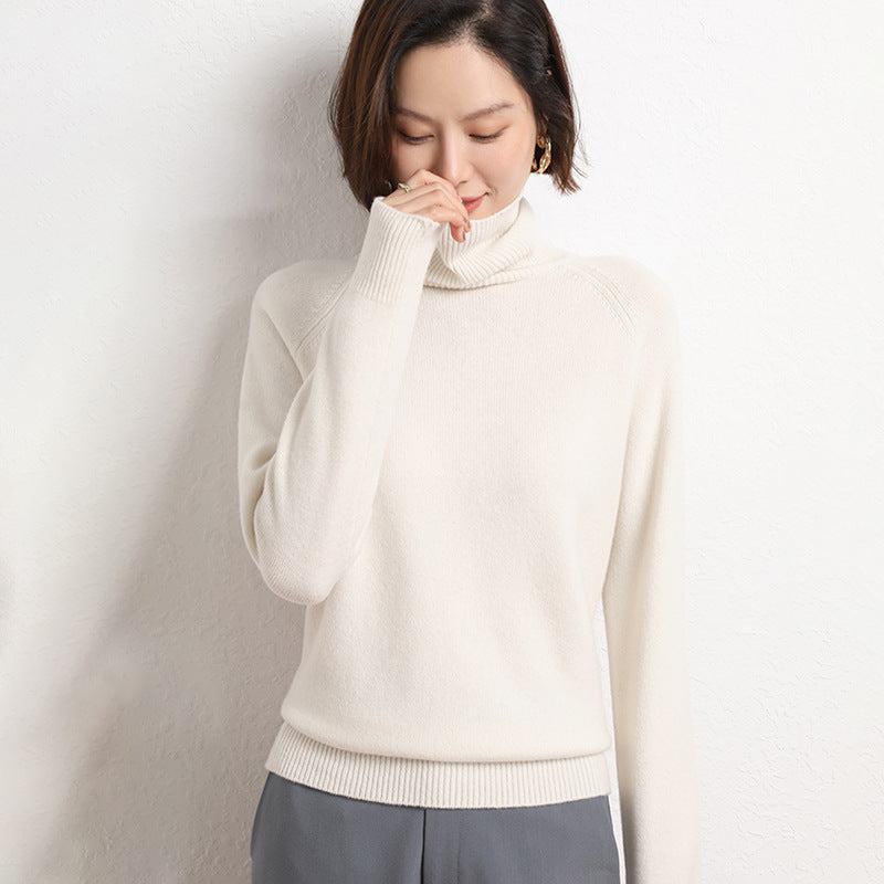 Damen Schlanker Rollkragenpullover aus feinem Strick mit Raglanärmeln Drune