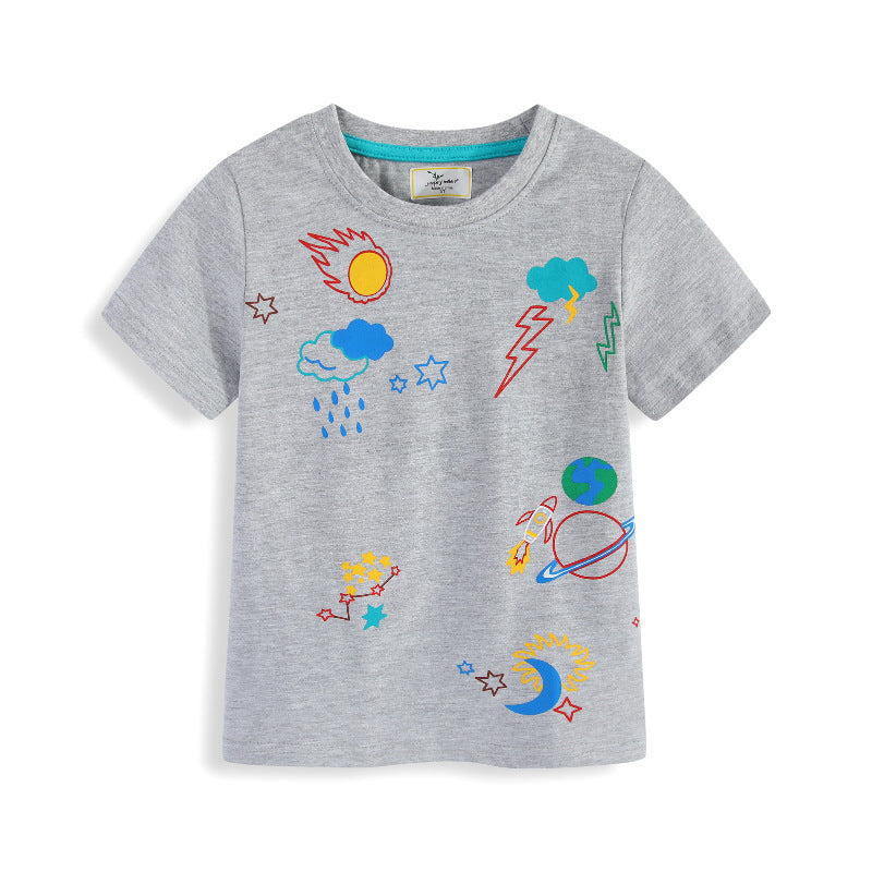 Jungen T-Shirt mit kreativen Weltraumstickereien Drune