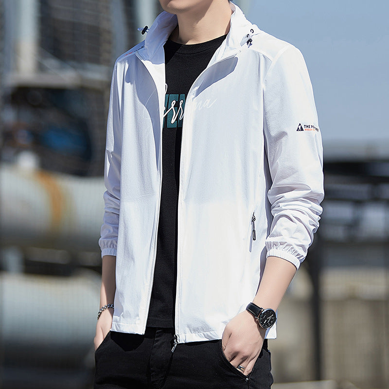 Herren Ultraleichte Wind- und Regenjacke mit Kapuze, Packfunktion und Reißverschlusstaschen Drune