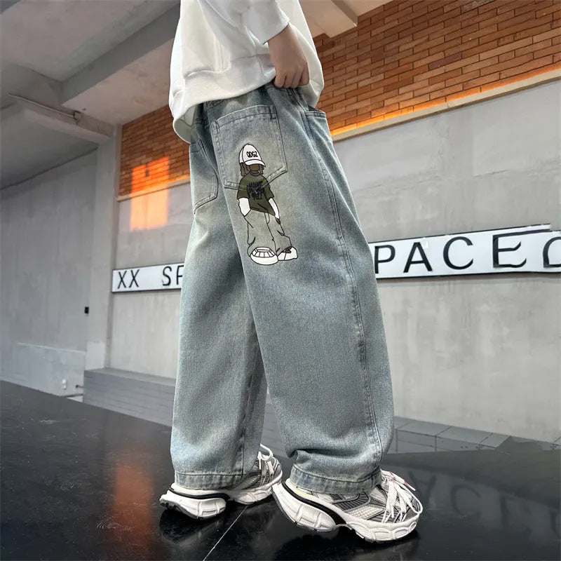 Unisex lässige weite Denim-Hose mit einzigartiger Grafik Drune