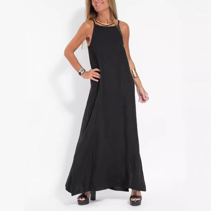 Damen lässiges Maxikleid mit schmalen Trägern und fließendem Schnitt Drune