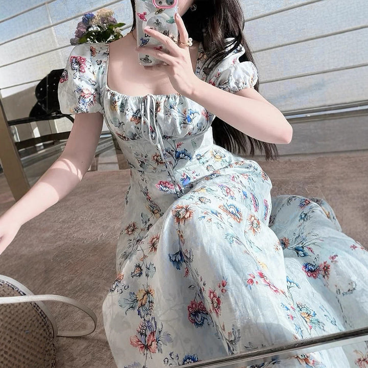 Damen Maxikleid mit raffiniertem Blumenprint und taillierter Silhouette Drune