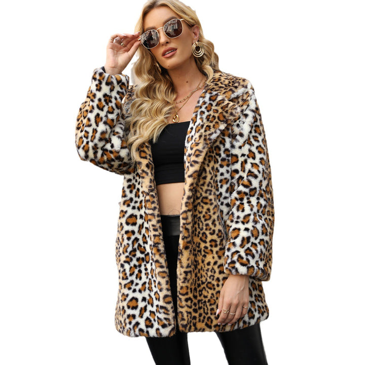 Damen Oversized Leopardenfellmantel Drune