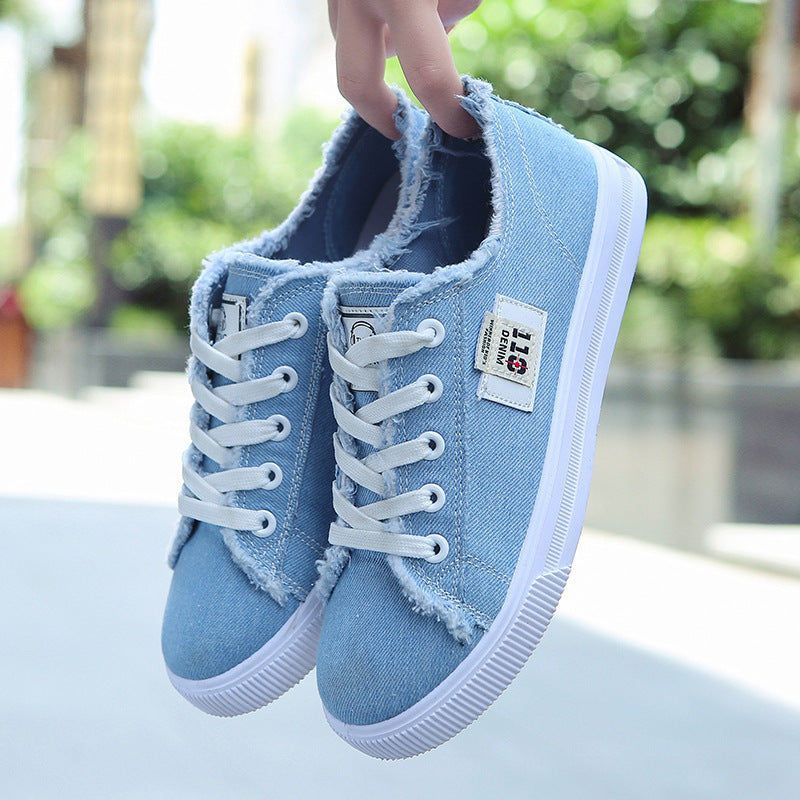 Damen Backless Denim-Slip-On Sneaker mit Schnürdetail und gepolstertem Fußbett Drune