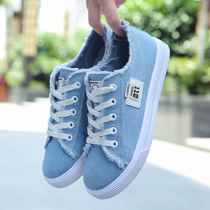 Damen Backless Denim-Slip-On Sneaker mit Schnürdetail und gepolstertem Fußbett Drune