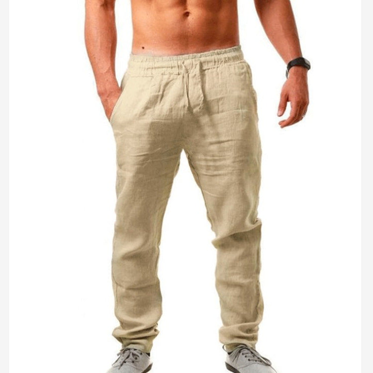 Herren nan leichte Leinenhose mit elastischem Bund tapered Schnitt Drune