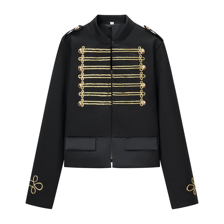 Damen Kurzparadejacke im Uniformstil mit Zierkordeln und Pattentaschen Drune