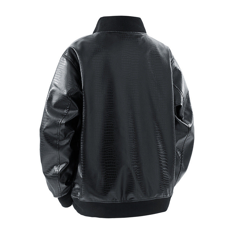 Herren Kunstleder Bomberjacke mit strukturiertem Design und praktischen Taschen Drune