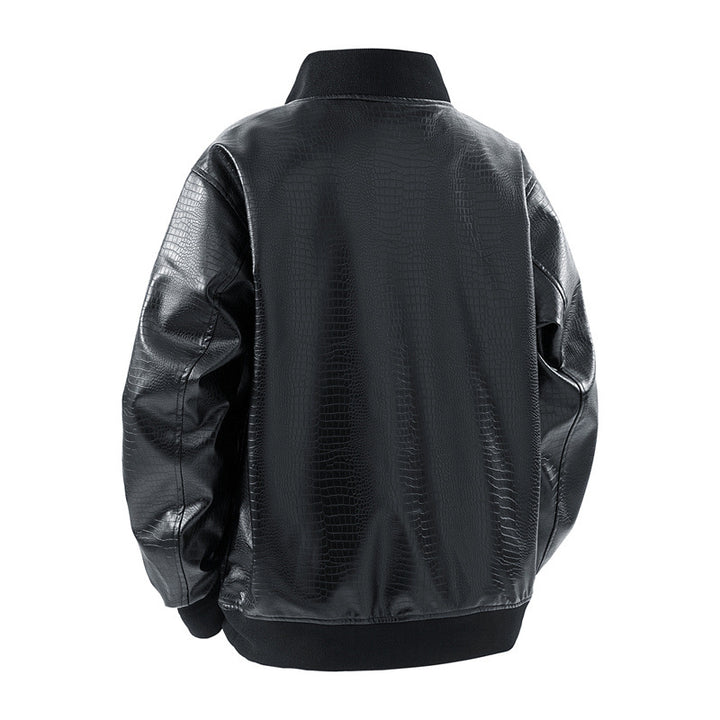Herren Kunstleder Bomberjacke mit strukturiertem Design und praktischen Taschen Drune