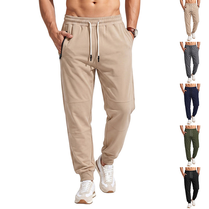 Herren Slim-Fit Jogginghose mit Kordelzug, Reißverschlusstaschen und Rippbündchen Drune